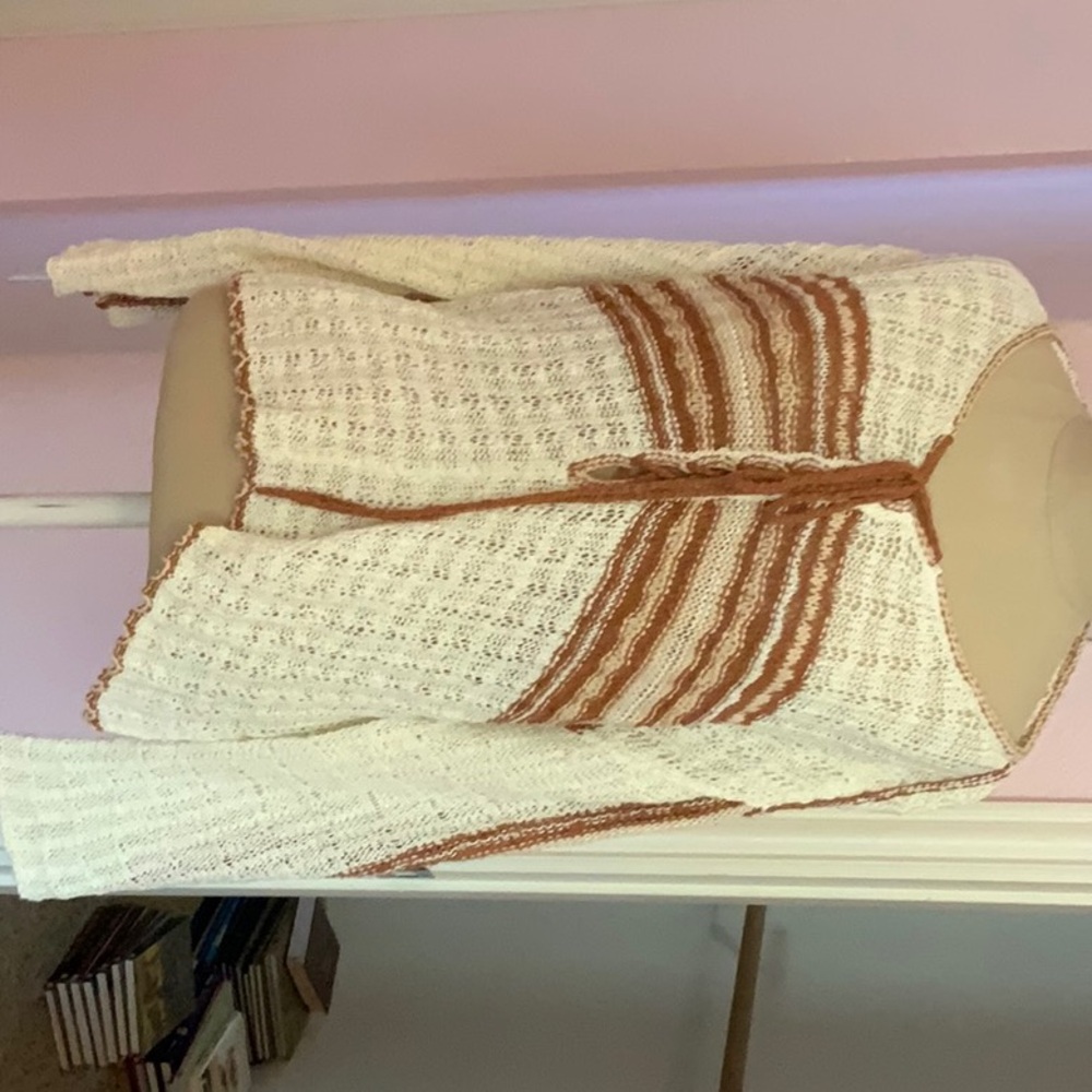 Free People, Cream and Brown Knit Cardigan. Size medium, great shape